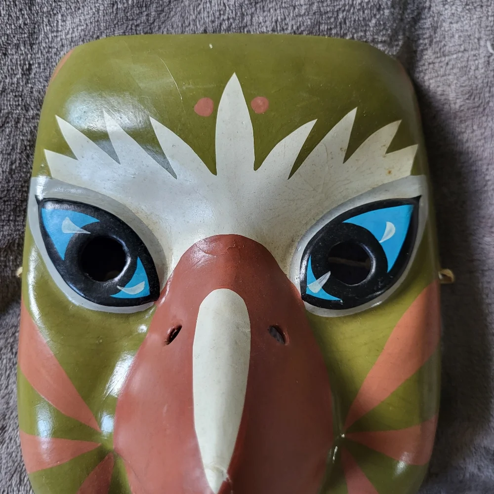 Handcrafted Green and Brown Wall Mask